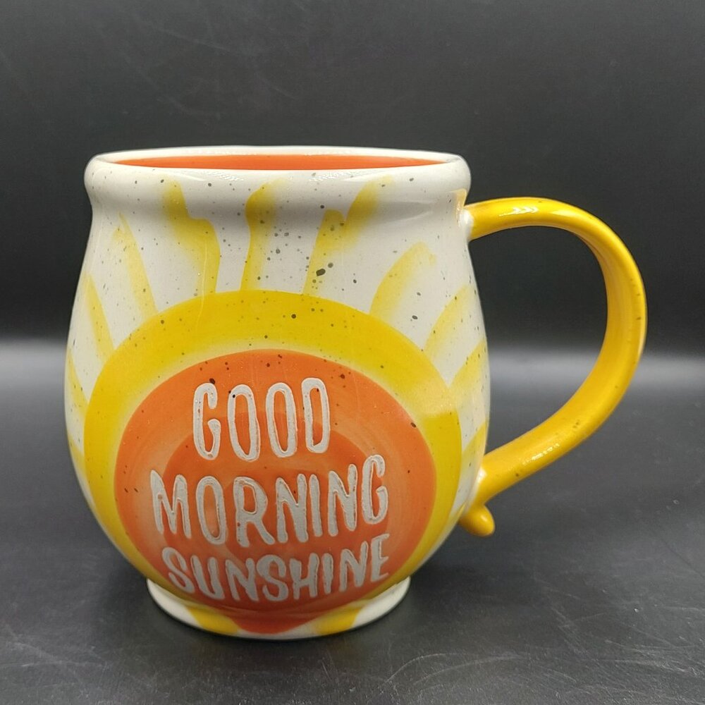 Good Morning Sunshine Large Round Coffee Mug by TAG Orange & Yellow EUC Happy